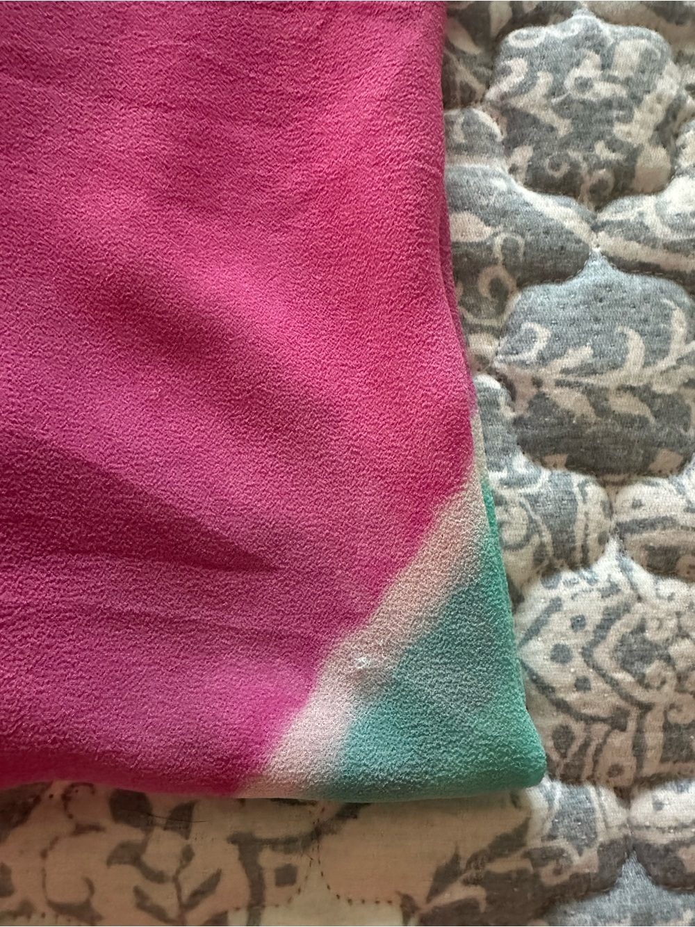Gypsy 05 100% silk oversized tunic, pink with turquoise accent, women’s s S - Picture 6 of 8